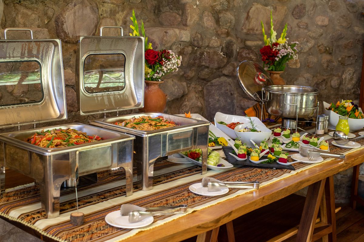 A farm-to-table buffet in the dining room